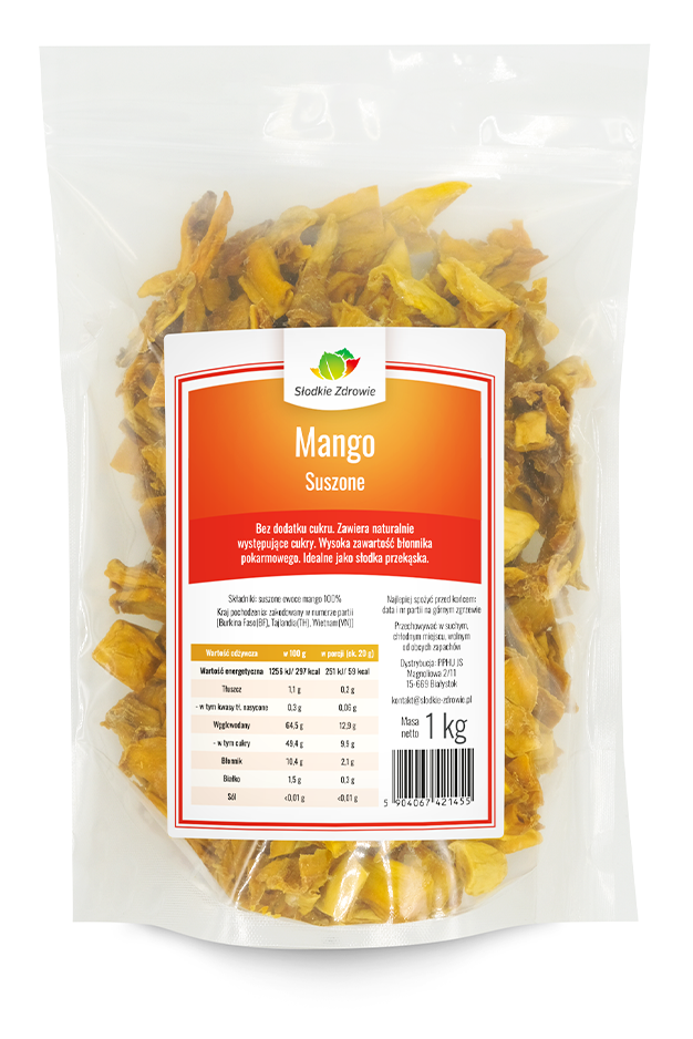 Mango suszone - bez cukru duże kawałki - 1kg